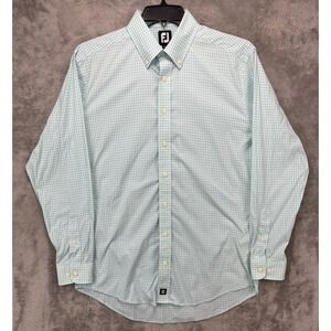 FootJoy Mens Shirt Sz L Teal Gingham Long Sleeve Button Up Indian River Club‎